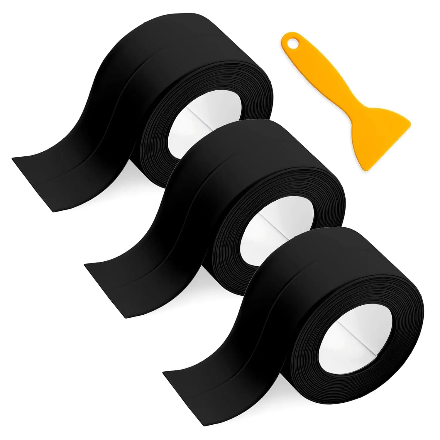 Seal Caulk Strip Tape Self Adhesive for Sink Toilet Bathroom Wall  Bathtub Oil-Proof Caulking Sealing Tape 1.5" x 10.5' (W*L) 3 count Black