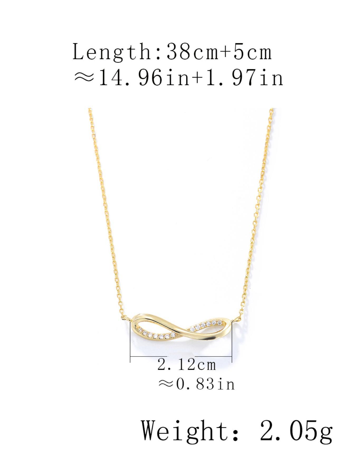 S925 Sterling Silver Infinity Symbol Design Pendant Necklace, Artificial Zircon Decor Necklace for Women & Girls, Trendy All-match & Exquisite Jewelry for Birthday Gift