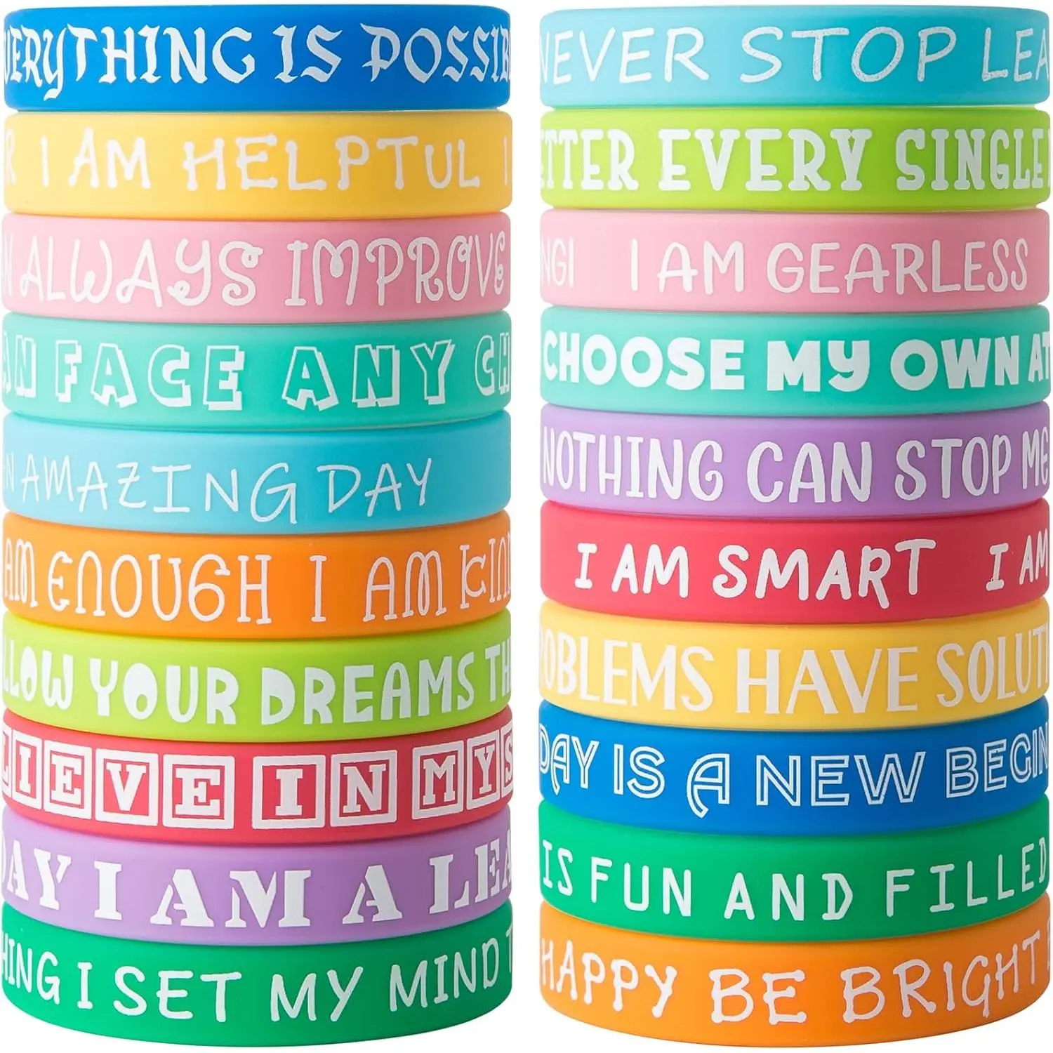 Inspirational  Wristbands with Positive Affirmations | Motivational Bracelets for Students,  to School ,  for School, Party Favors