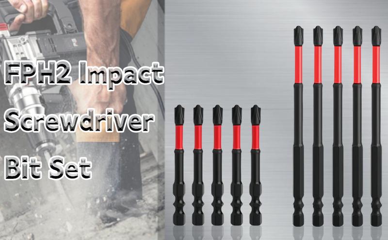 Impact Bit Set, S2 Steel 65mm & 110mm Slotted Heads 1/4 Inch Hex Shank, Cross Slot Screw Driver Drill Bits by Electricians with , 10 count