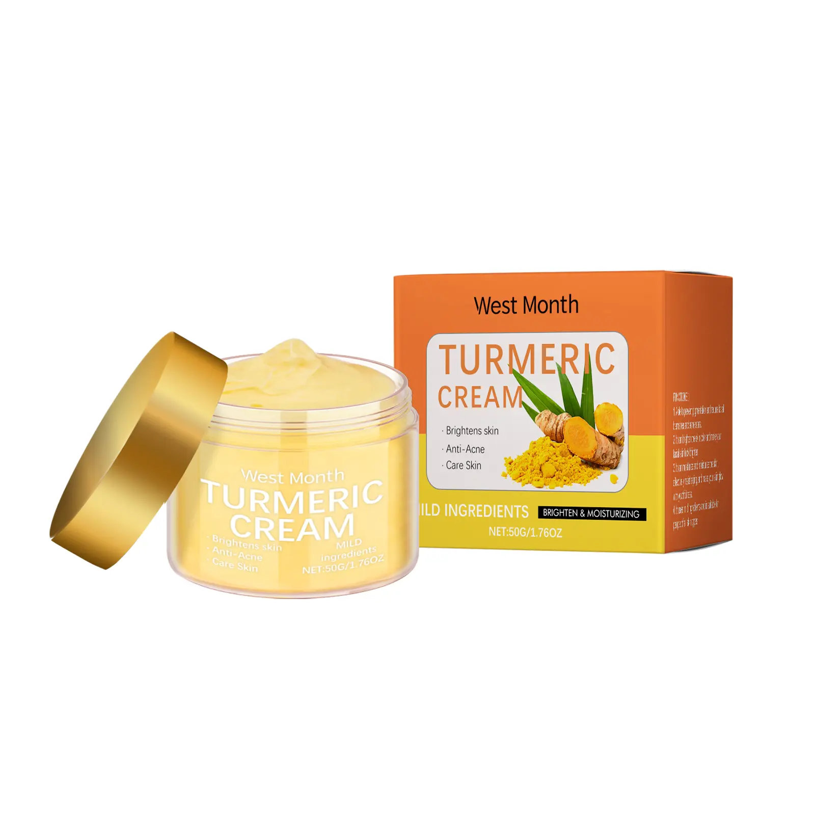 West Month Turmeric Moisturizing Face Cream, Brightening, Hydrating, Nourishing And Moisturizing Skin Daily Gentle Care