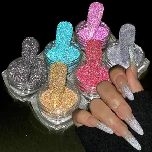 Reflective Glitter Powder Set, 6 Colors Sparkle Diamond Glitter Dust Pink Blue Red Sugar Dip Powder Shimmer Loose Glitters Nails Pigment Kit Nail Art Design Manicure Decoration Salon Supplie