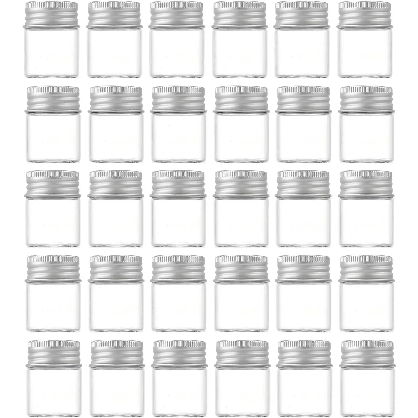 30 Pack 15ml/0.5Oz Clear Glass Jars with  Screw  Small Refillable Bottles Leakproof Empty Mini Containers for Samples, Spices, Beads, , DIY Crafts (4cm x 3cm)