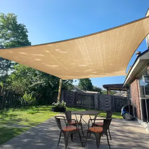 Sun Shade Sail 8' x 10' Sand Rectangle Canopy Sail Shade Cover UV Block Permeable Sunshade Outdoor for Patio Backyard (We Make Custom Size)