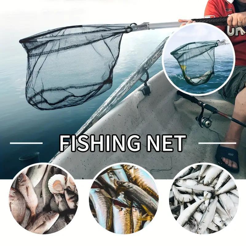 Fishing Net with Long Durable Extendable Handle, Foldable Nylon Mesh, Suitable for Freshwater and Saltwater, Extends to 19 Inches