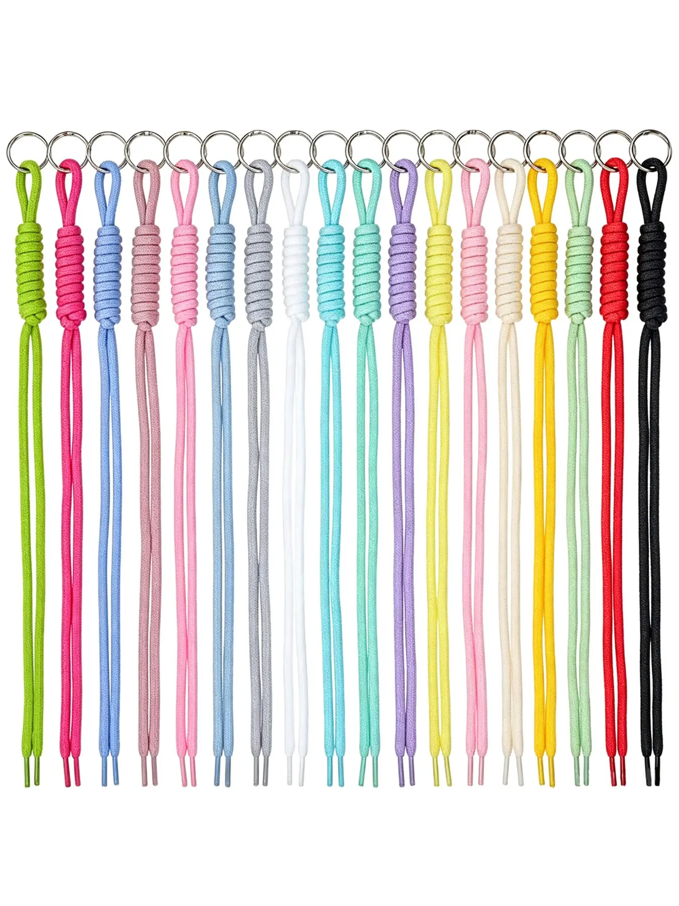 18Pcs Paracord Keychain Rope Bag Charms Colorful Paracord Keychains Woven Rope Keychain with Colorful Paracords Handcrafted Keychains for Backpack Handbag Wallet 18 Colors