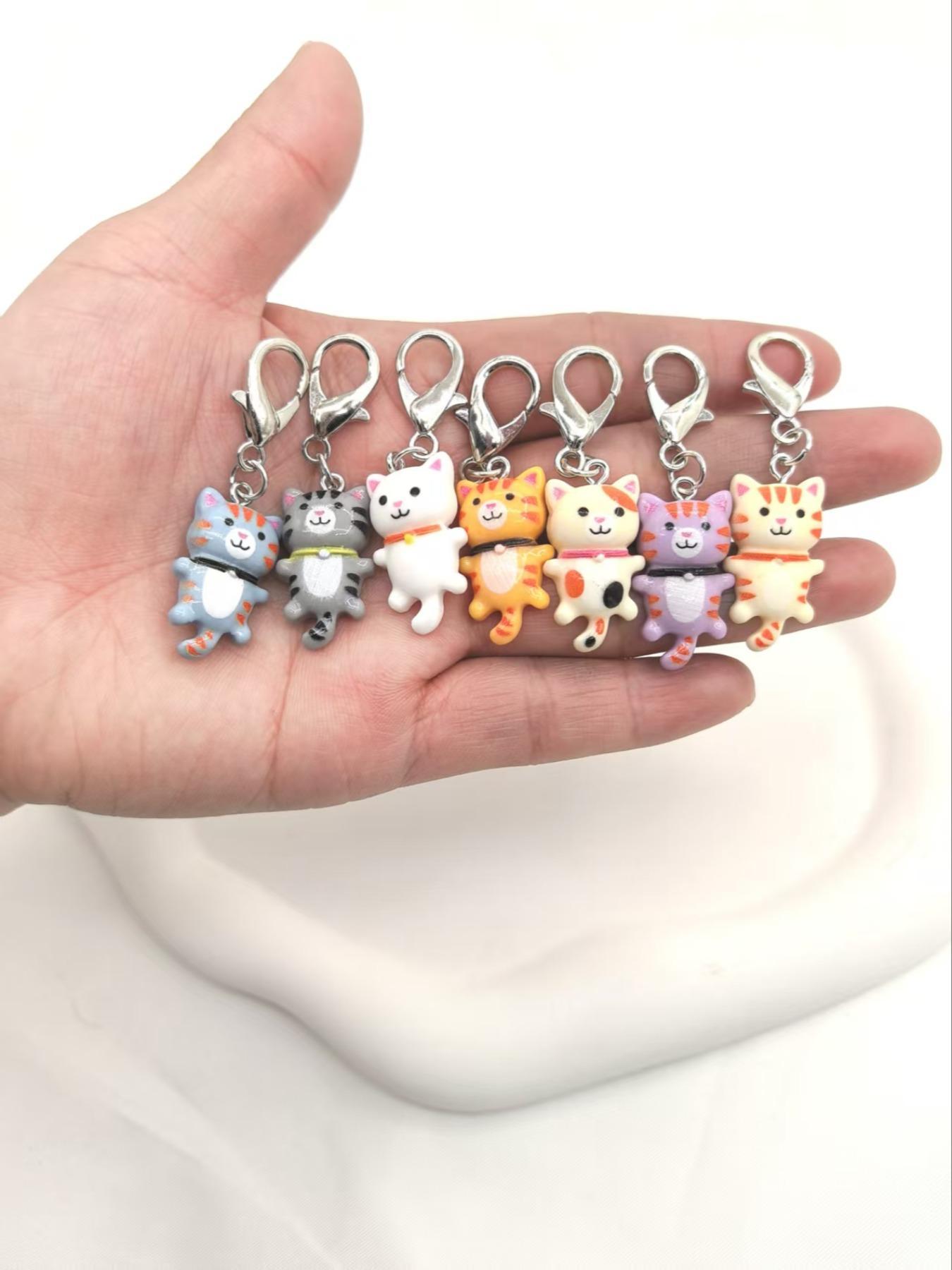 Cute Cat Design Keychain, Cartoon Animal Decor Keychain for Women & Men, Fashion Accessories for Bag & Car Key Decoration, Keychain Set