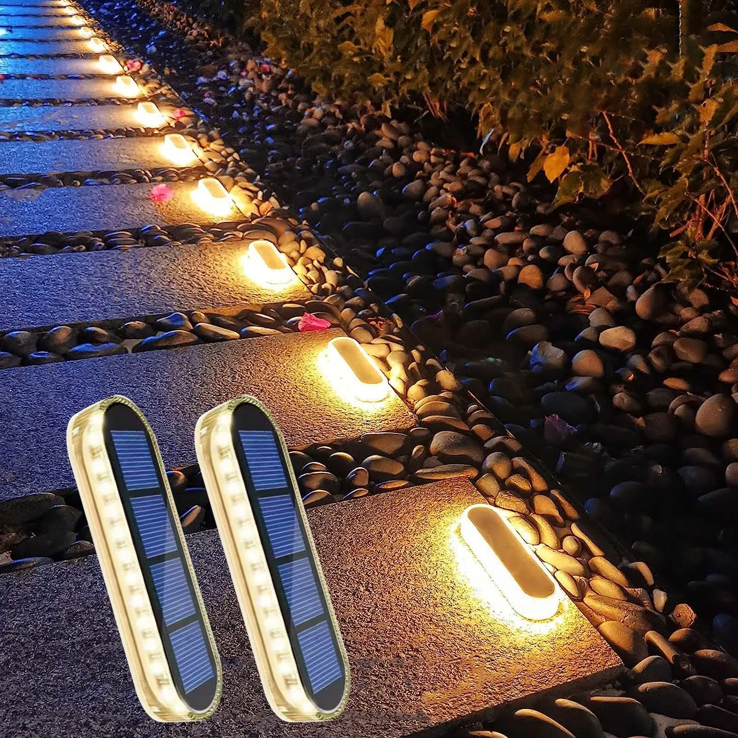 IP68 Waterproof Solar LED Deck Step Lights, 5-Ton Anti-Pressure PC Outdoor Solar Stair Lights, Auto Dusk to Dawn Sensor, 6H Charge for 20H Working, 5-Year Lifespan solar bistro lights for Pathway Stairs Pool Fence