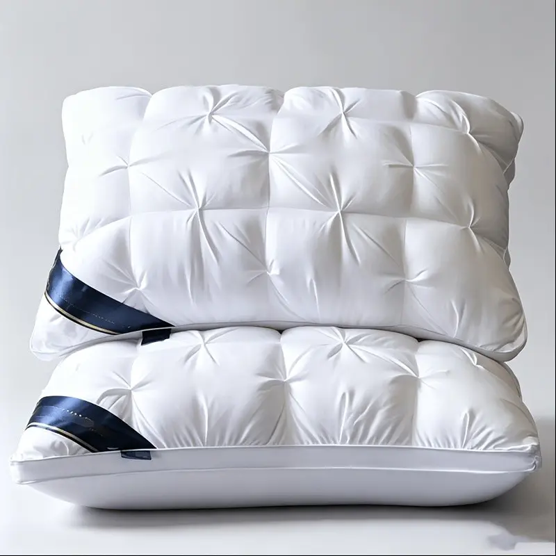 2 Pack Luxury Stitched Bed Pillows, Soft Fluffy Support Sleeping Pillows for Side Back Stomach Sleepers, Skin Friendly Hotel Grade Neck Support Pillows for Bedroom Guest Room Couch