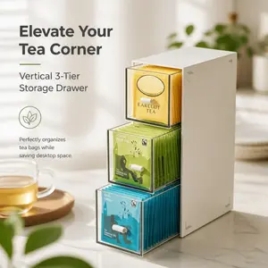 3-Tier Vertical Storage Drawer, space-saving vertical design. Ideal for coffee capsules, tea bags and various small kitchen items.
