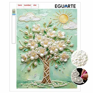 DIY Art Pearl Painting Kit, Pattern, Self-Stick Canvas, Stress Relief Craft, Home Wall Decor, Mosaic Art, Gift for Friends