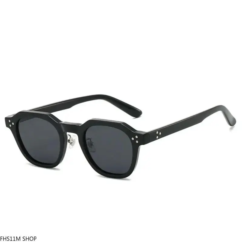 Rectangle Sunglasses with Semi Rimless Wood Frame, Unisex Gorpcore Aesthetic Eyewear with Polarised Lens & UV400 Shield for Cycling
