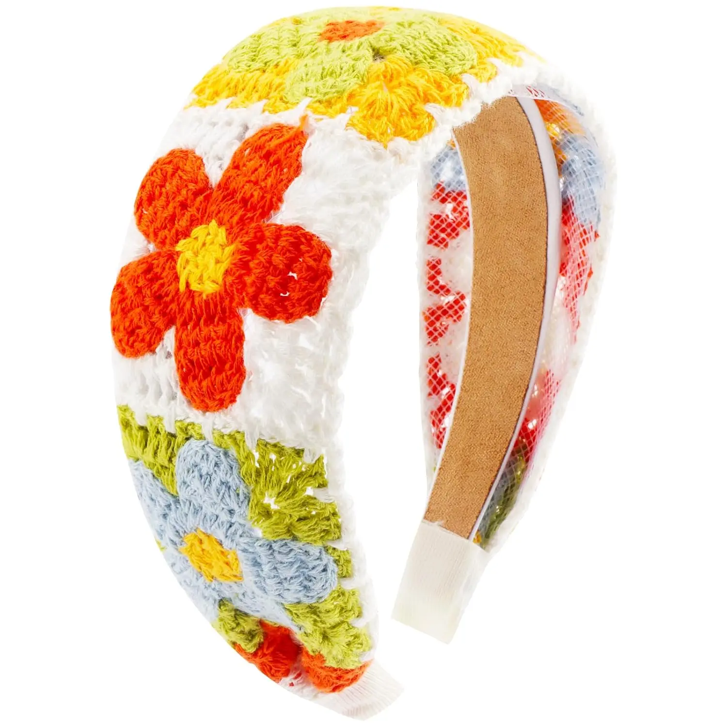 Crochet Headband for Women, Knitted Hippie  Bands Scarf for Women 70s Hair Accessories (Red, Green, Yellow, Blue)