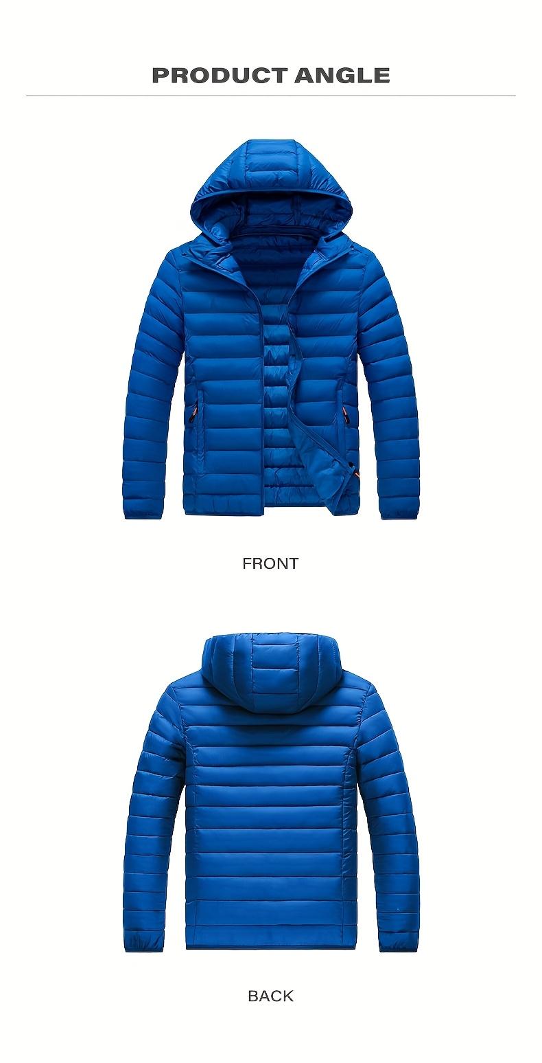 Men's Stand Collar Hooded Jacket - Warm, Windproof Thickened Coat, Detachable Hood, Solid Color Design, Thickened Nylon Fabric for Cold Weather, Casual Style, Zip Closure, Dry Clean Only, Winter Stand Collar Hooded Thickened Coat Spooky Fuzzy Crew Socks W