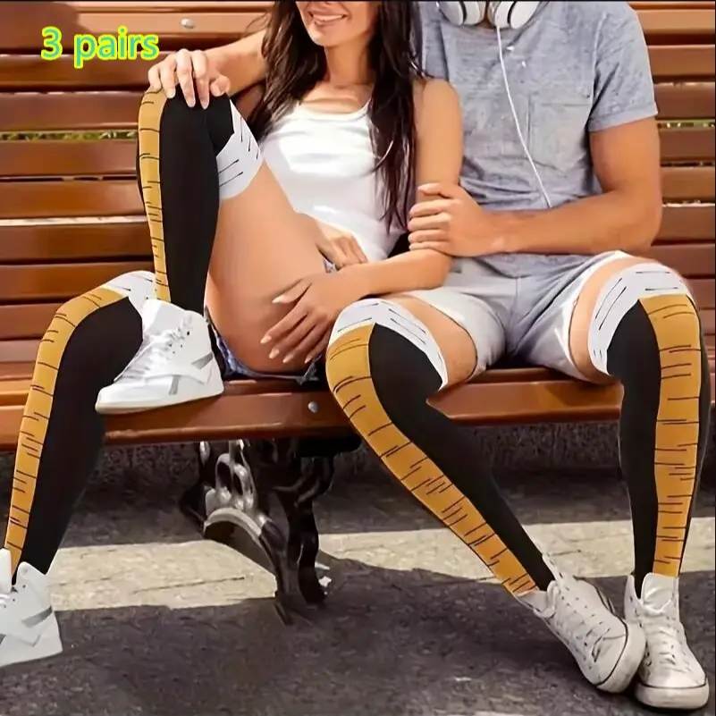 3 Pairs Funny Chicken Claw Socks for Women, Trendy Ostrich Pattern Over-The-Knee Socks, Fashionable and Fun Footwear for Daily Wear