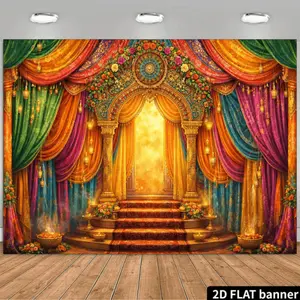 Indian Diwali Festival Backdrop, Colorful Golden Lantern Party Banner, Bollywood Theme Wall Decor, Boho Ethnic Tapestry