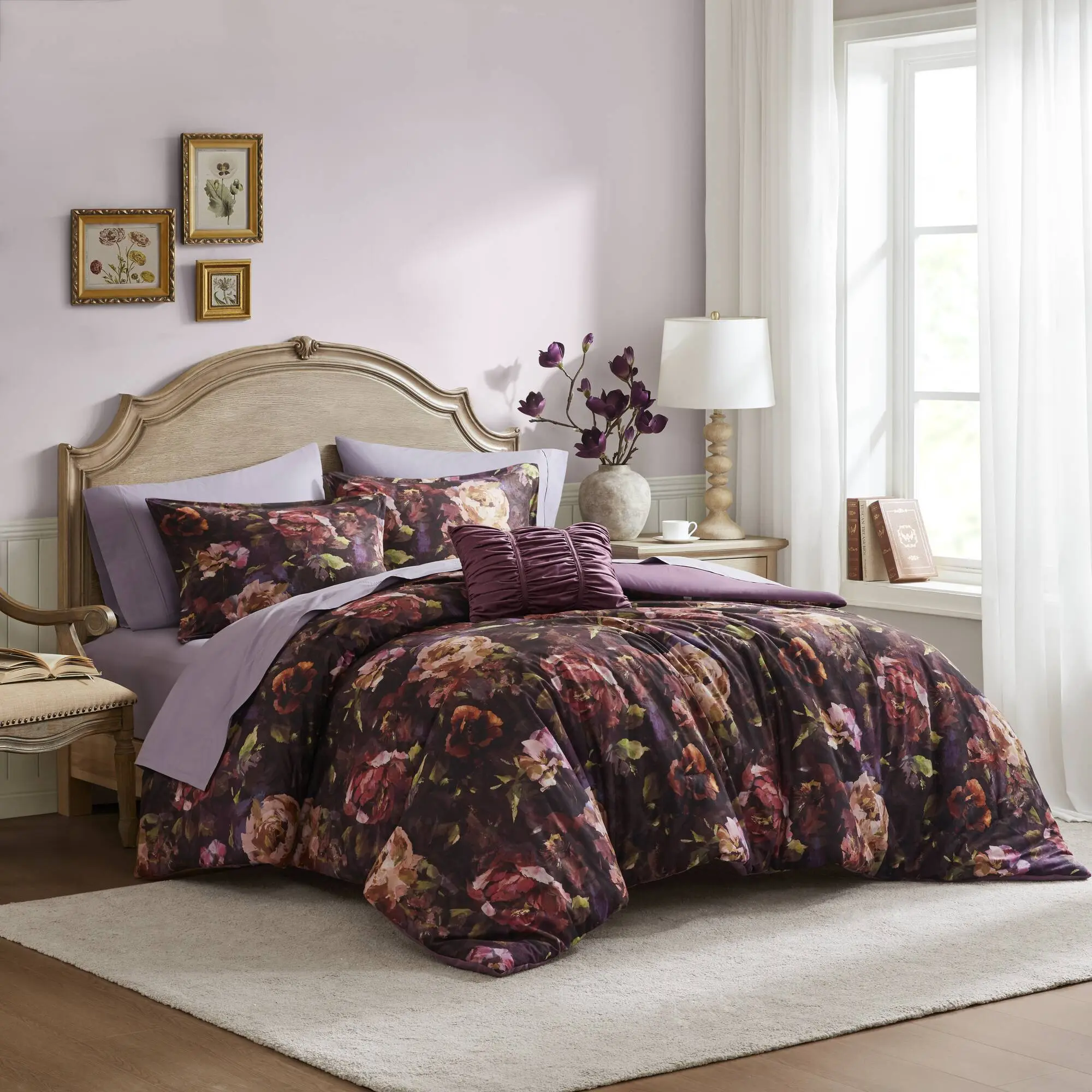 Nokaa 4-Piece Queen Velvet Comforter Set – Soft Plush Bedding with Pillow Shams, All-Season Down Alternative Quilt for Bedroom Guest Room, Machine Washable, Queen Size, Gray, Home Furniture and Household Product Search Terms for US Online Shopping