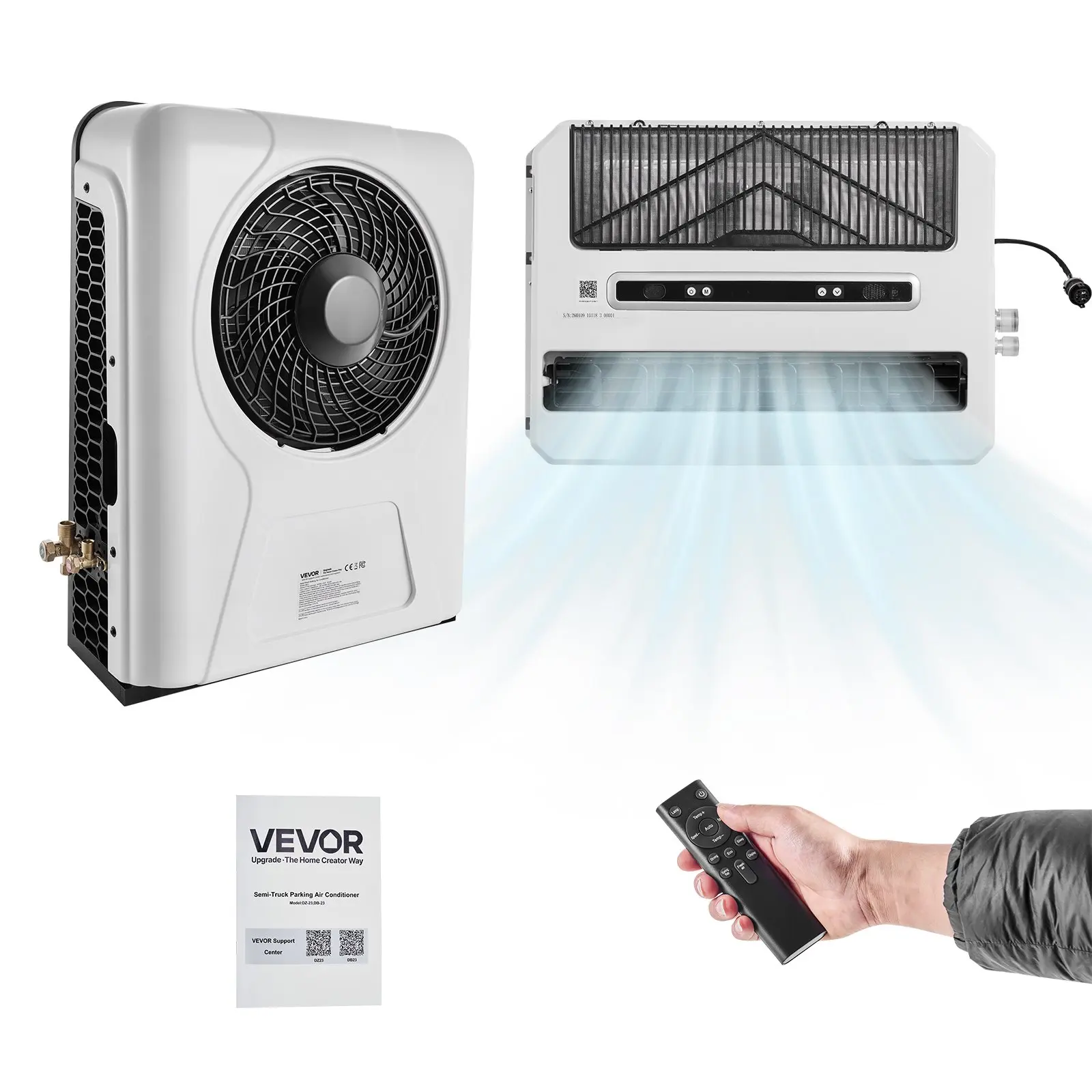 VEVOR Truck Air Conditioner, 12V 10000 BTU Mini Split AC Unit, 400 m³/h Airflow Cab Air Conditioner, Fast Cooling Low Noise for Semi Truck, Camper, Construction Vehicle, Crane, Tractor, Excavator Airconditioner