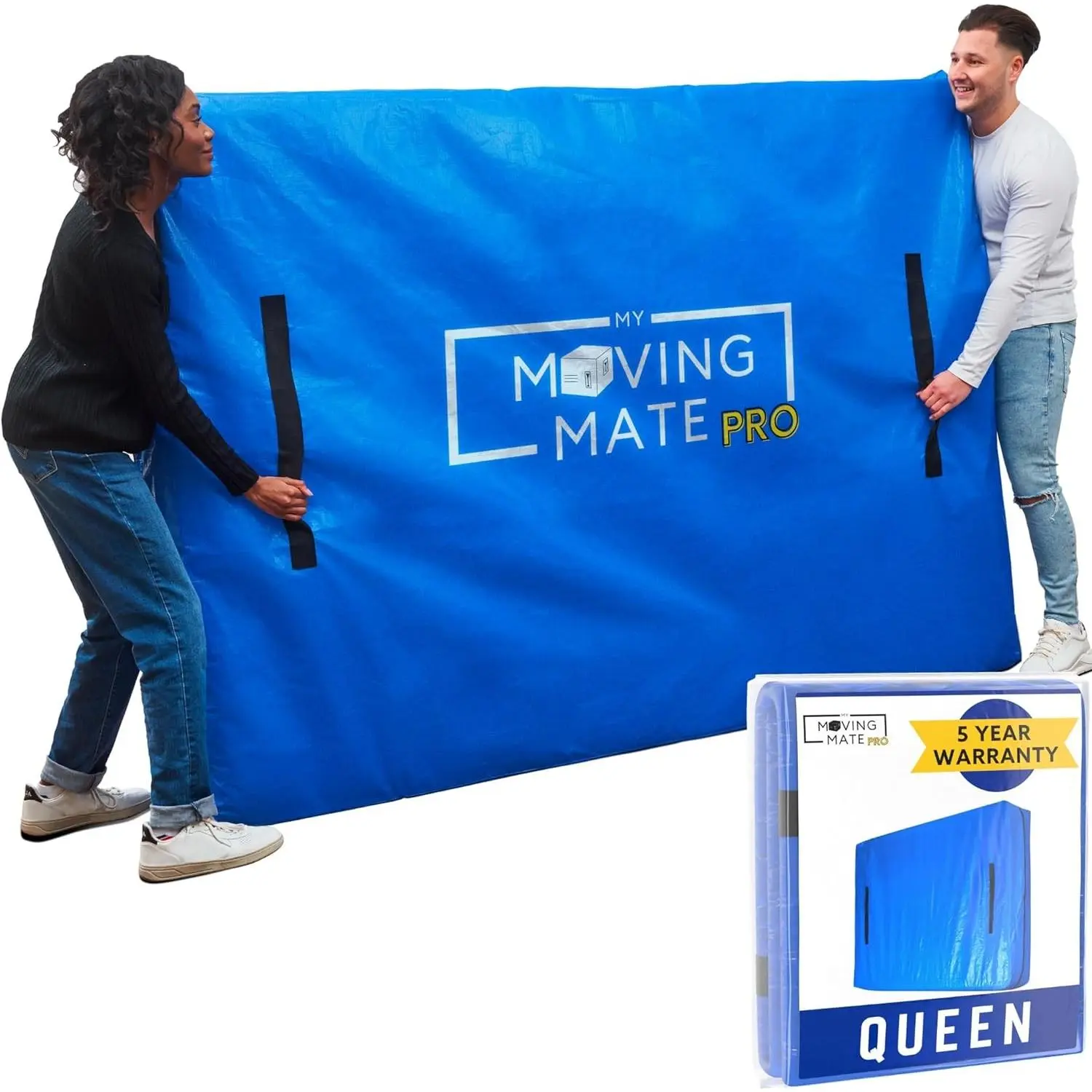 Queen Size Heavy-Duty Reusable Professional-Grade Zippered Mattress Tarp Plastic Bag, 8-Handles for Moving and Storage Cover, Zippered Bag