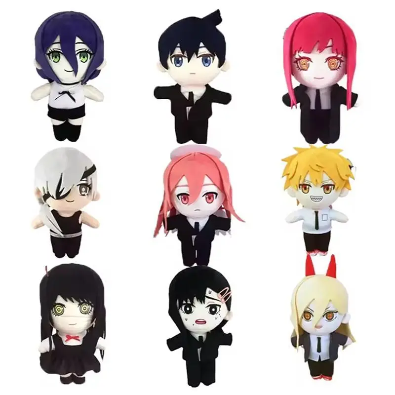 100% Brand New 20cm Japanese Anime Plush Dolls - Reze, Makima, Angel Devil, Power, Higashiyama Kobeni, Hayakawa Aki, Mitaka Asa, Denji Soft Stuffed Fan Pillows (c)