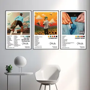 3-piece FLOWER BOY music canvas poster set, music album cover painting, art wall painting as a gift, wall decoration, home and dormitory decoration, bedroom, office, living room, cafe, bar, frameless