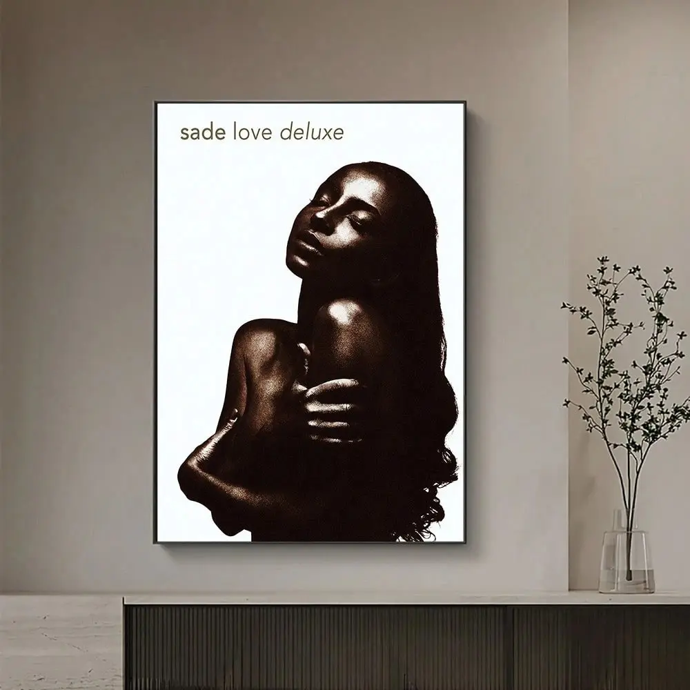1pc Sade Love Deluxe Vintage Album Cover Canvas Print, Retro Sepia Black Portrait R&B Music Wall Art, Classic Soul Singer Album Poster, Music Studio & Living Room Aesthetic Home Decor