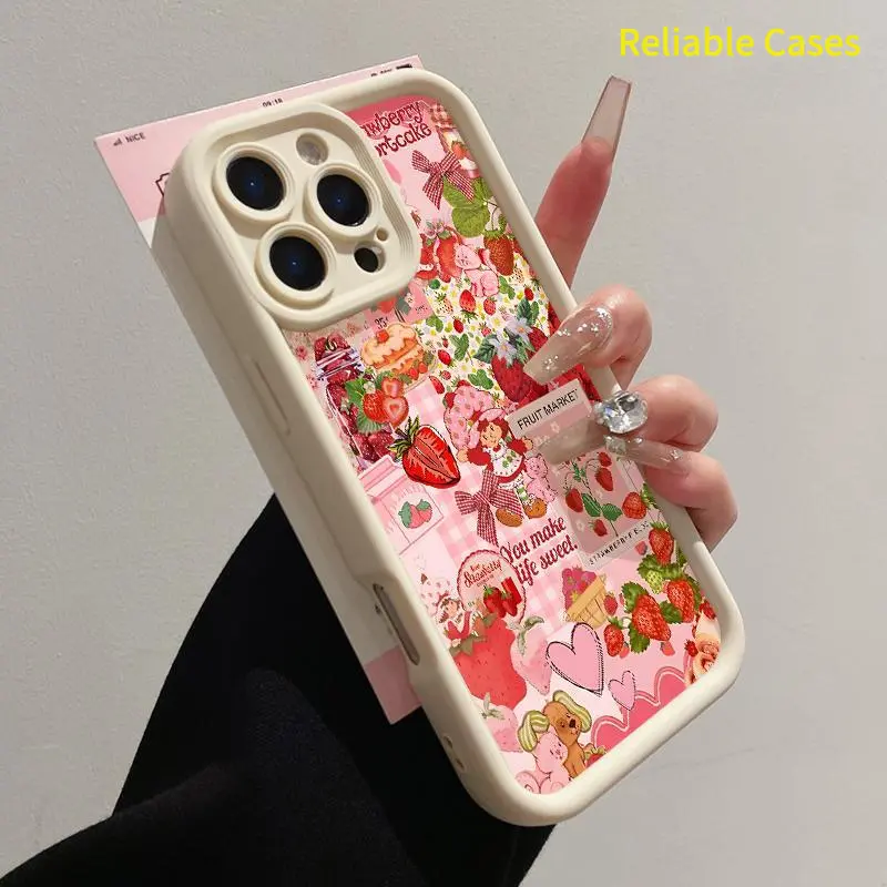 Strawberry Shortcake Collage Cellphone Casing for iPhone 17, 17 Pro, 16 E Pro Max, 15 Plus, 14, 13, 12, 11, XS, XR - Silicone TPU Bumper, Protection, Anti-Drop, Shockproof, Light Weight, Anti-Scratch Electronic Accessories Cover