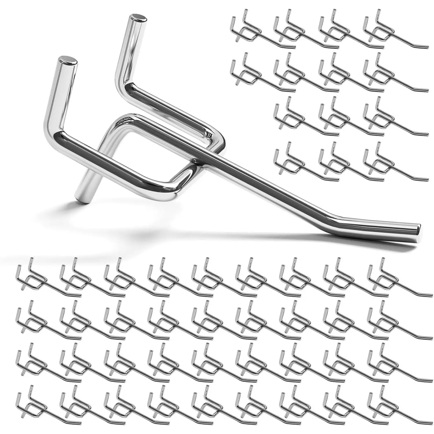 50 Pack Metal Pegboard Hooks, 2 Inch, Fit 1/4 & 1/8 in Peg Board | Peg Board Organizer Accessories, for  Storage in Garages, Tool Sheds, Basements, Workshops, &  for