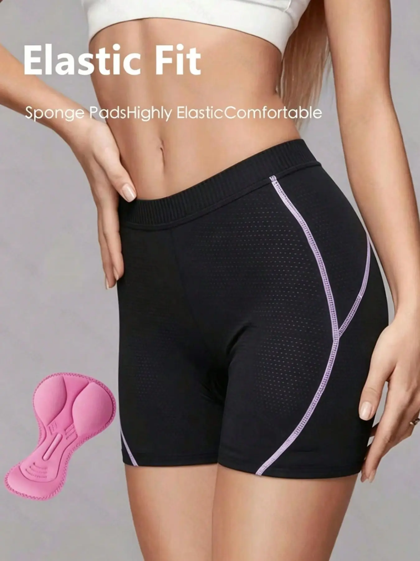 Women's Mesh Cycling Shorts, Biker Shorts, High Elasticity Colorblock Design, Professional Sports Pants with Bike Pad, Comfortable and Durable, Elastic Sporty Shorts
