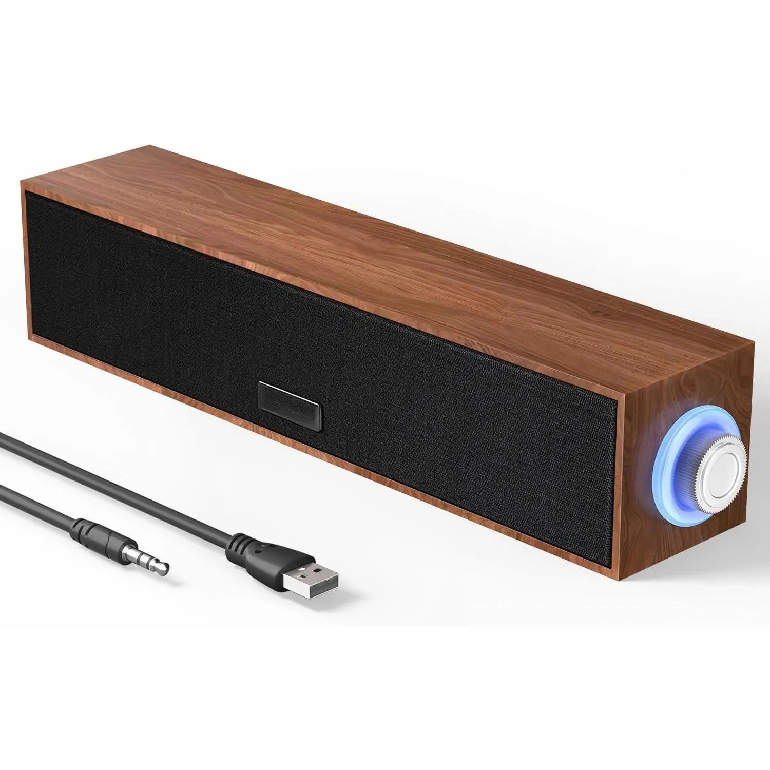 Speakers,Wooden Multimedia Digital Speaker,USB  3.5mm AUX PC Speakers,Surround Sound Portable  Sound Bar Speaker for Desktop Laptop (Brown)