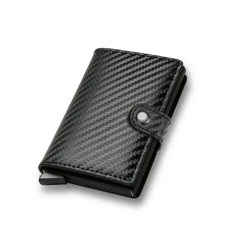 Funky Carbon Fiber Card Holder, Glamorous Minimalist Metal Wallet with Automatic Pop-Up & RFID Blocking, Romantic, Ethnic, Fashion
