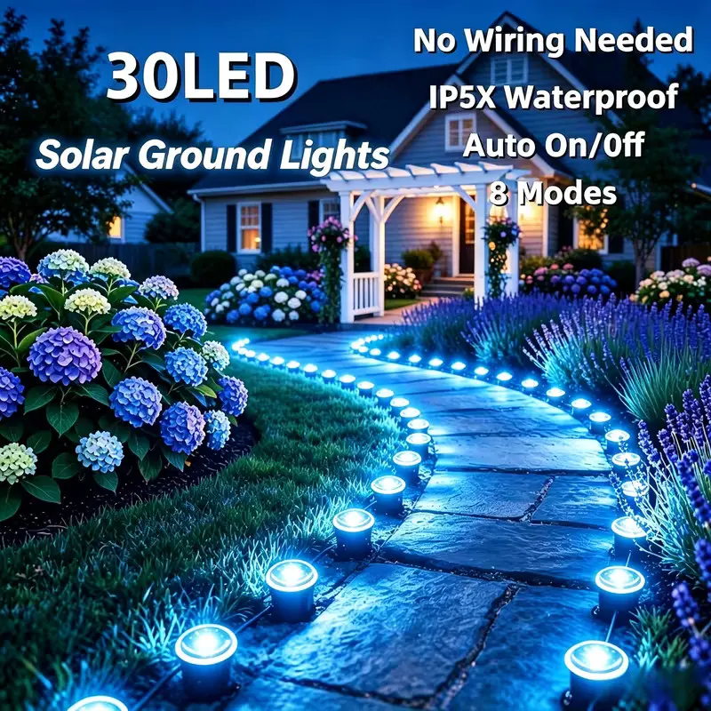 30pcs Led Solar Stake Lights, Ip5x Waterproof Auto Light Sensing Garden Landscape Lamps, Soft Glow Outdoor Decorative Lights, Ideal Ornaments for Pathways, Yards, Parties, Weddings and Various Holiday Outdoor Atmosphere Layout