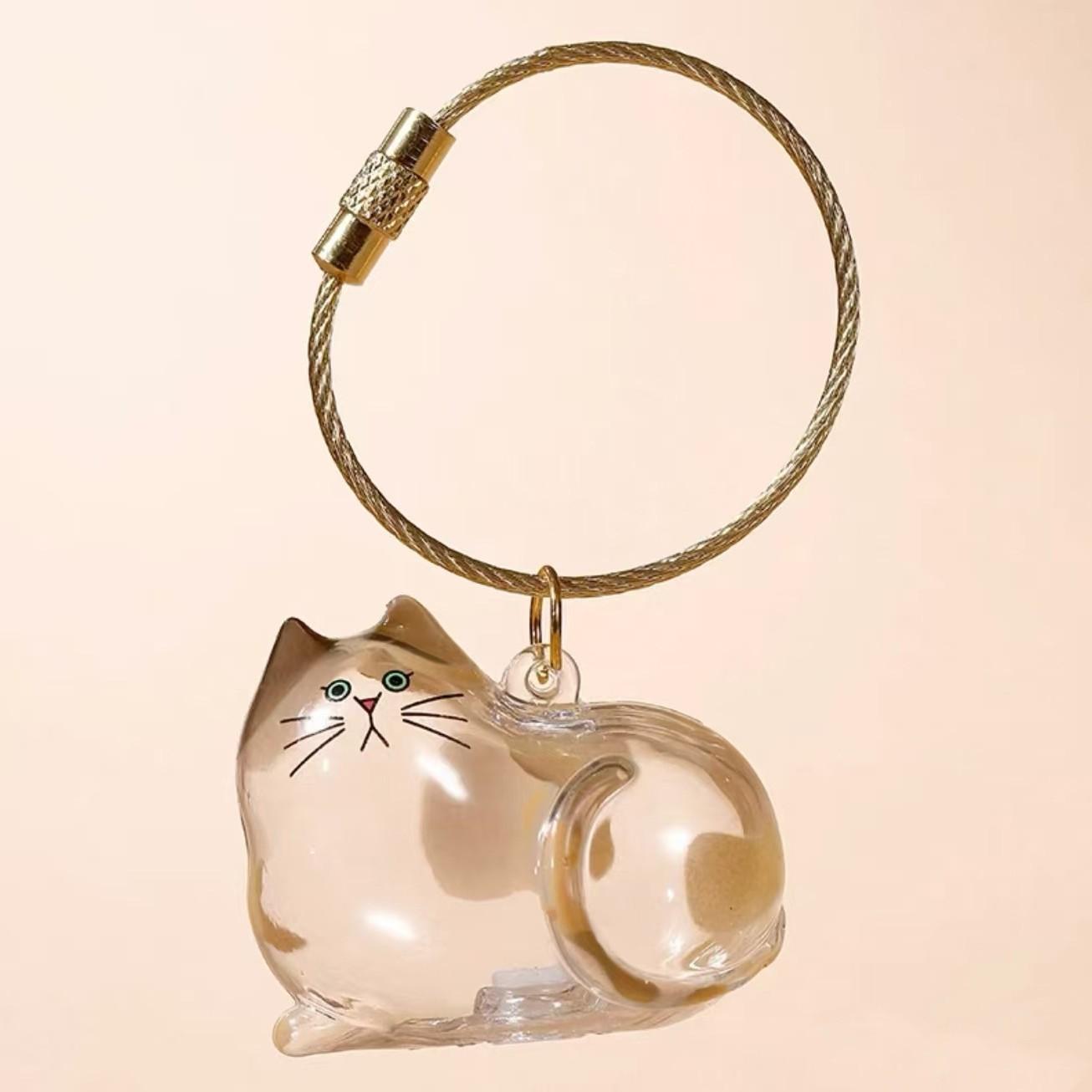 Clear Pet Hair Keepsake Capsule – Keychain Locket for Dog & Cat Fur, Memorial Urn Pendant, Cute Bag Charm Gift