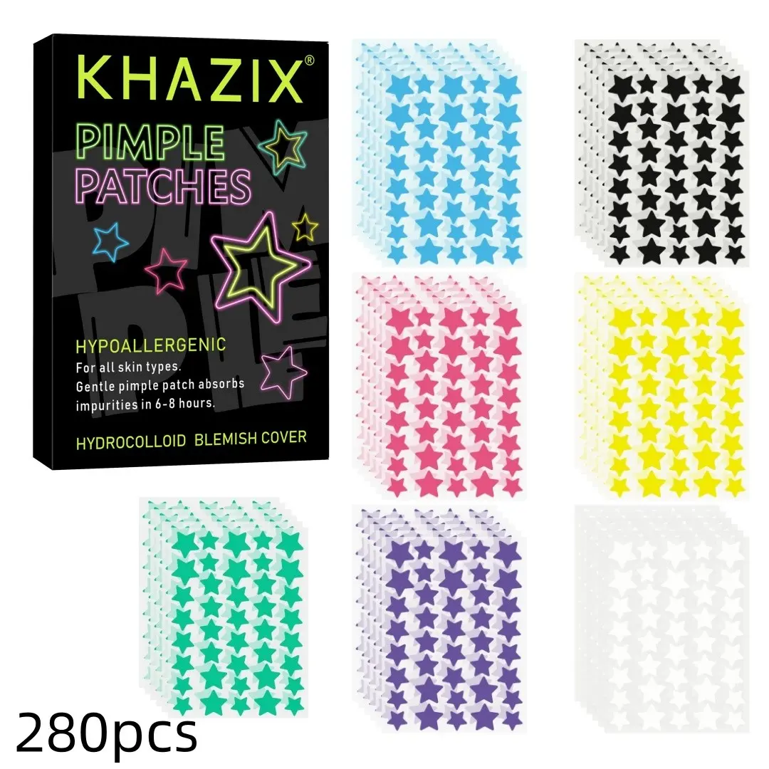 280pcs Star Acne Patches, Multi-Color Hydrocolloid, Conceal Blemishes, Acne Spot Treatment, Invisible Acne Marks, Gentle, Non-Irritating, Hypoallergenic, for Men & Women, Star Pimple Patches