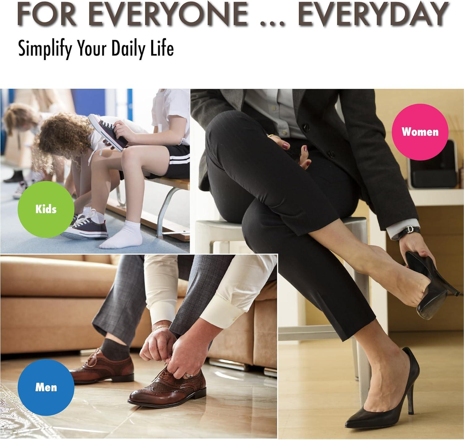 2-Pack Plastic Shoe Horns Set – 17.7" Extra Long Handle for Elderly & 10" Portable Travel Size, Long Handle Shoehorn for Men, Women, Kids, Ideal Gift for Seniors