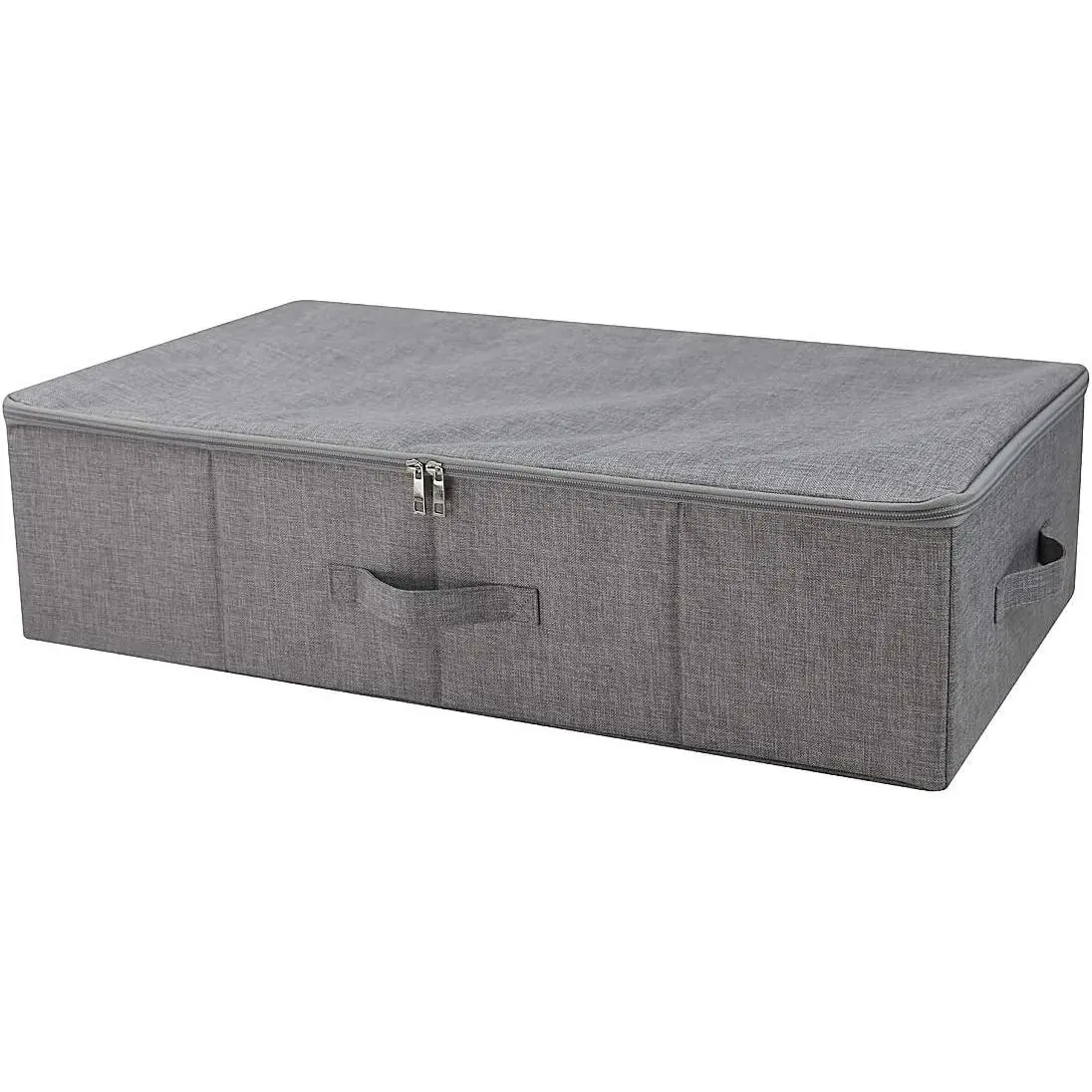 Under Bed Clothing Storage Organizer Boxes with Lid, Dark Gray | Underbed Storage Basket Container, 27.5*15.7*7", Folding, Rigid Sturdy Fabric Bins, 3-Size Zipper, Washable,space saving