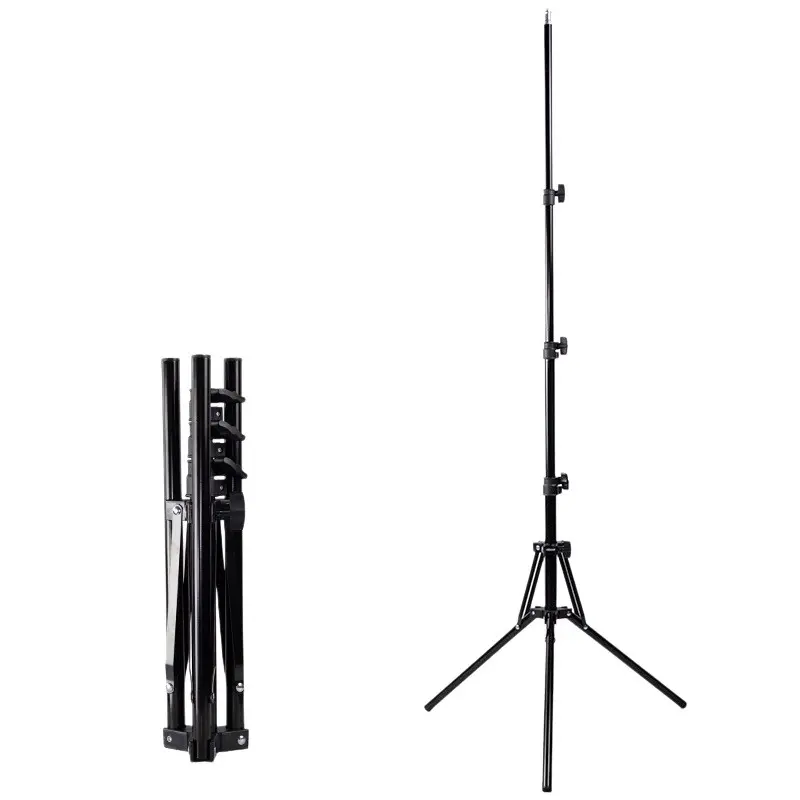 Portable Foldable Photography Light Stand Adjustable Metal Tripod Stand For Ring Light Camera Phone Live Streaming Photo Studio Equipment