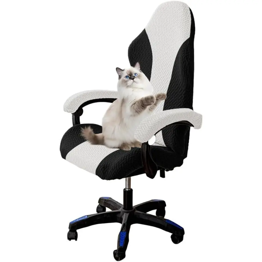 Gaming Chair Cover - Stretchable Machine Washable Computer Chair Seat Slipcovers Fits Most Office/PC Chairs & Racing Style Seats (NO Chair),Black a