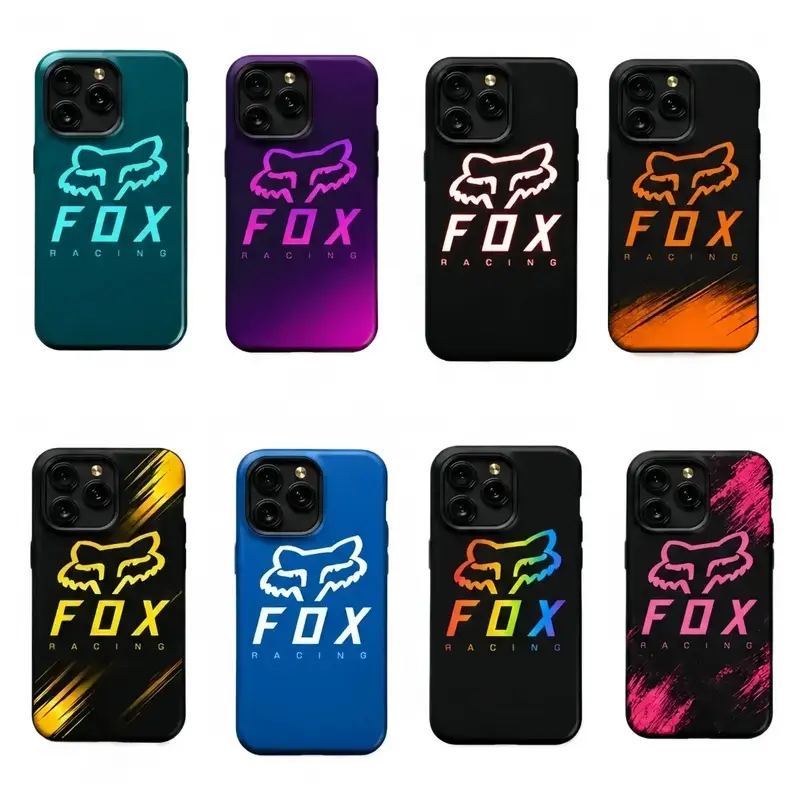 F-Fox Racing Motocross-Style Phone Case with Fox Logo, iOS Phone Accessories, Compatible with iPhone 13+-17 Pro Max/Plus iPhone Series
