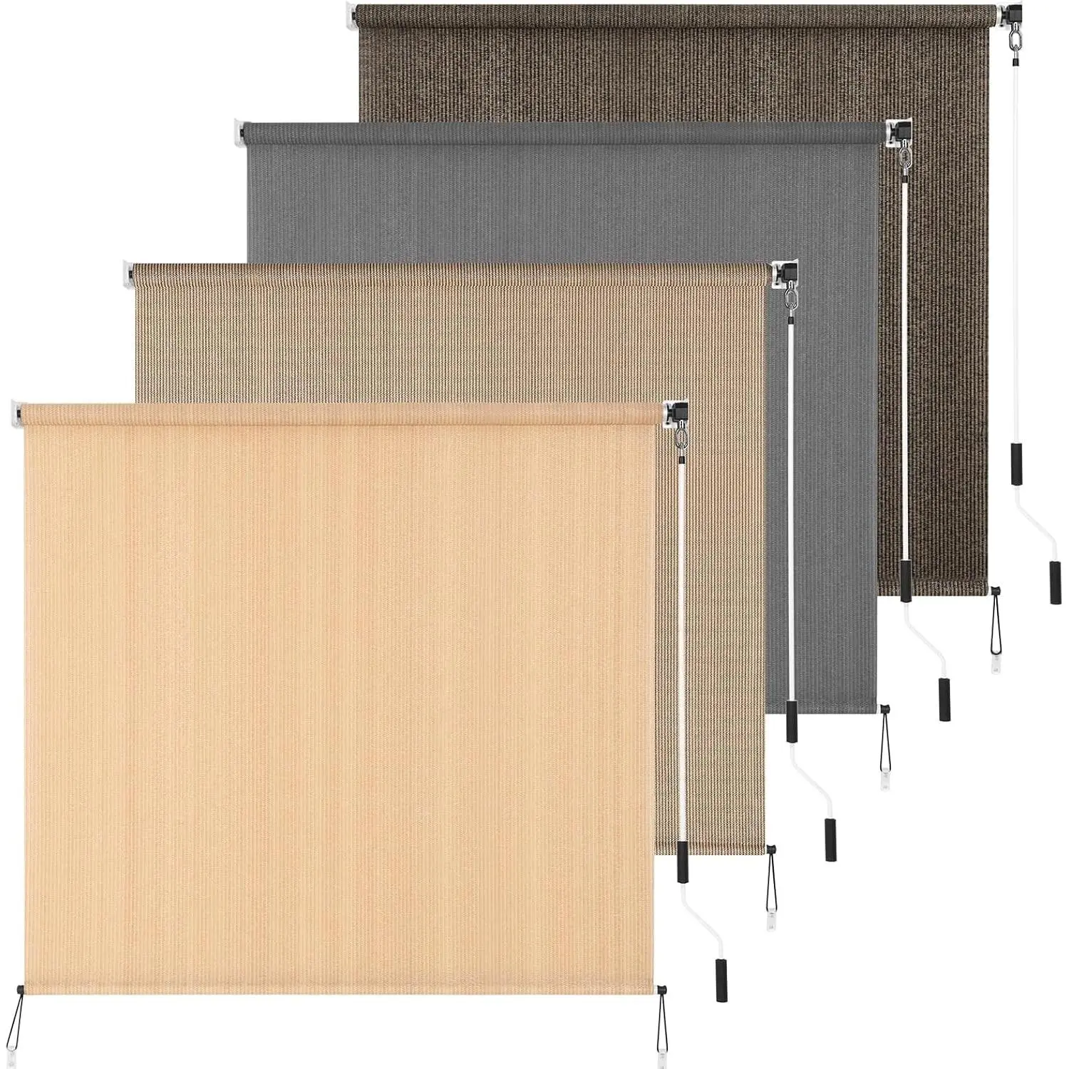 Outdoor Roller Shade 8' W x 6' L Cordless Patio Shades Roll Up Outdoors Blinds with UV Protection, Exterior Roller Shades Cloth for Porch Pergola, Beige