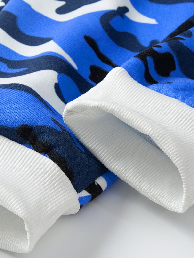 Men's Camouflage Hoodie Set Outdoor Casual Style with Adjustable Drawstring, Fits Snugly Around the Head. Top and Pants from the Same Series Feature Matching Camouflage Patterns. USA Letter Print Adds Trendy Style. Large Pocket on the Jacket and Drawstrin