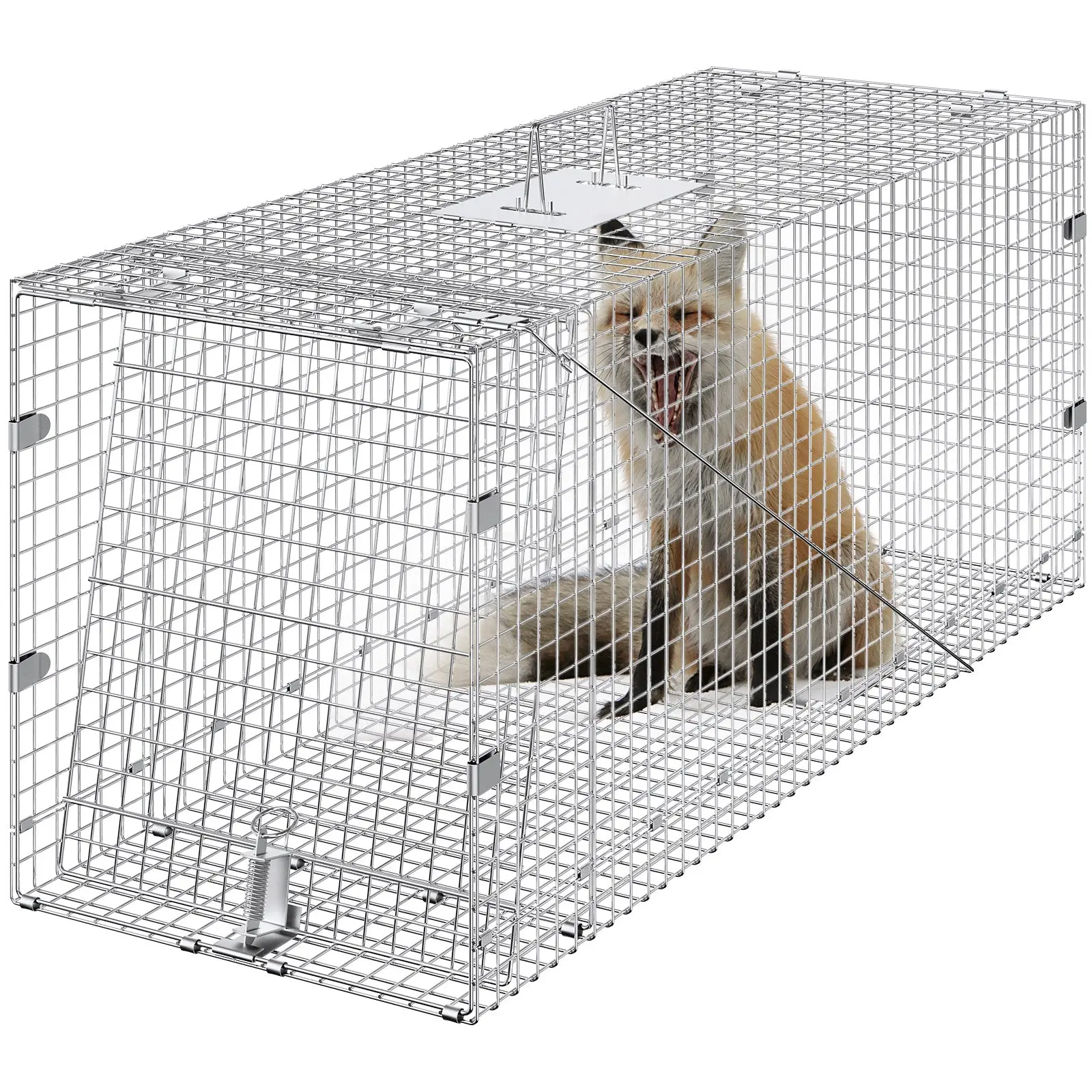 【DealsForYouDays】VEVOR Humane Live Animal Trap, 50x20x26" Galvanized Iron Trap with Collapsible Frame, Carrying Handle, Wire Mesh Floor for Humane Trapping of Stray Dogs, Raccoons, Foxes, Practical
