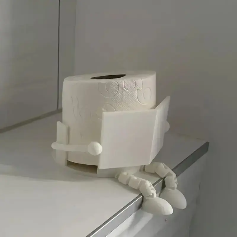 Artistic Toilet Paper Holder Dispenser Modern Bathroom Organizer Wall Mounted Tissue Holder Decorative Bathroom Accessory with Movable Joints Stylish Home Bathroom Storage Rack Toilet Roll Holder for Bathroom Decor