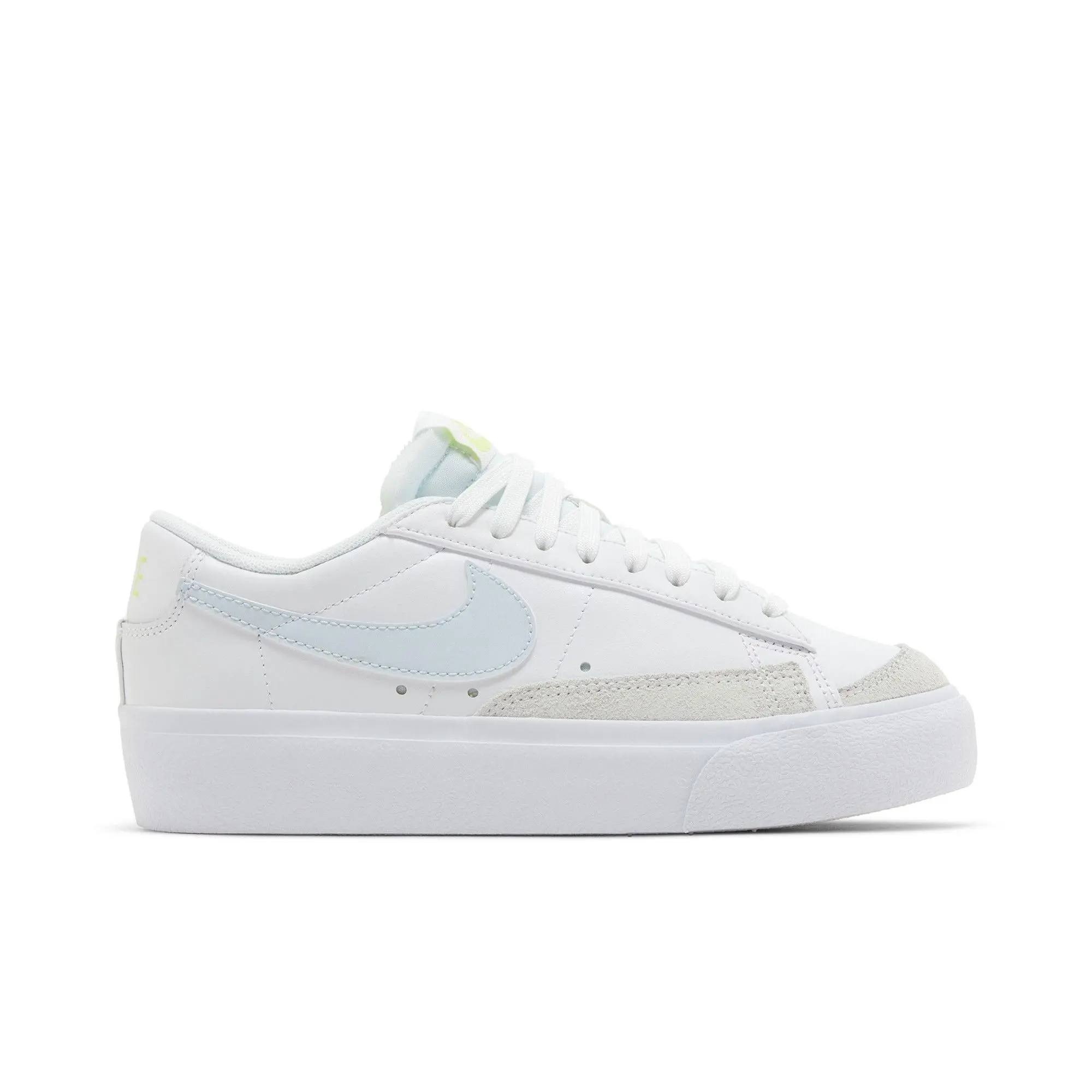 Nike Womens Blazer Low Platform 'White Blue Tint' (women's sizes) White/Light Lemon Twist/Blue Tint sneakers DJ0292 112