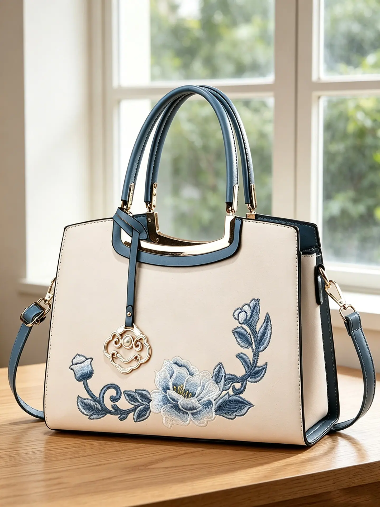 Luxury Embroidered Women's Handbag, High-End Casual Messenger Bag, Large Capacity Totem Bag for Shopping and Dates, Versatile Lady Bag