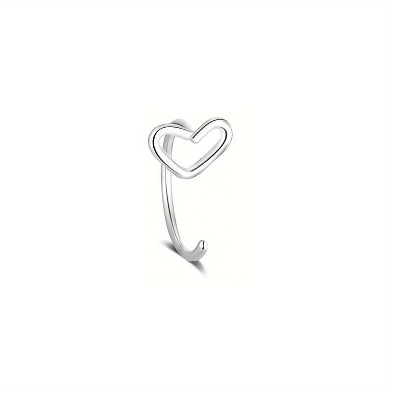 4PCS Boho-chic Heart Nose Rings Stainless Steel Elegant Women Body Piercing Jewelry Set Colorful Eyebrow, Navel, and Lip Body Piercings Jewelry Gift