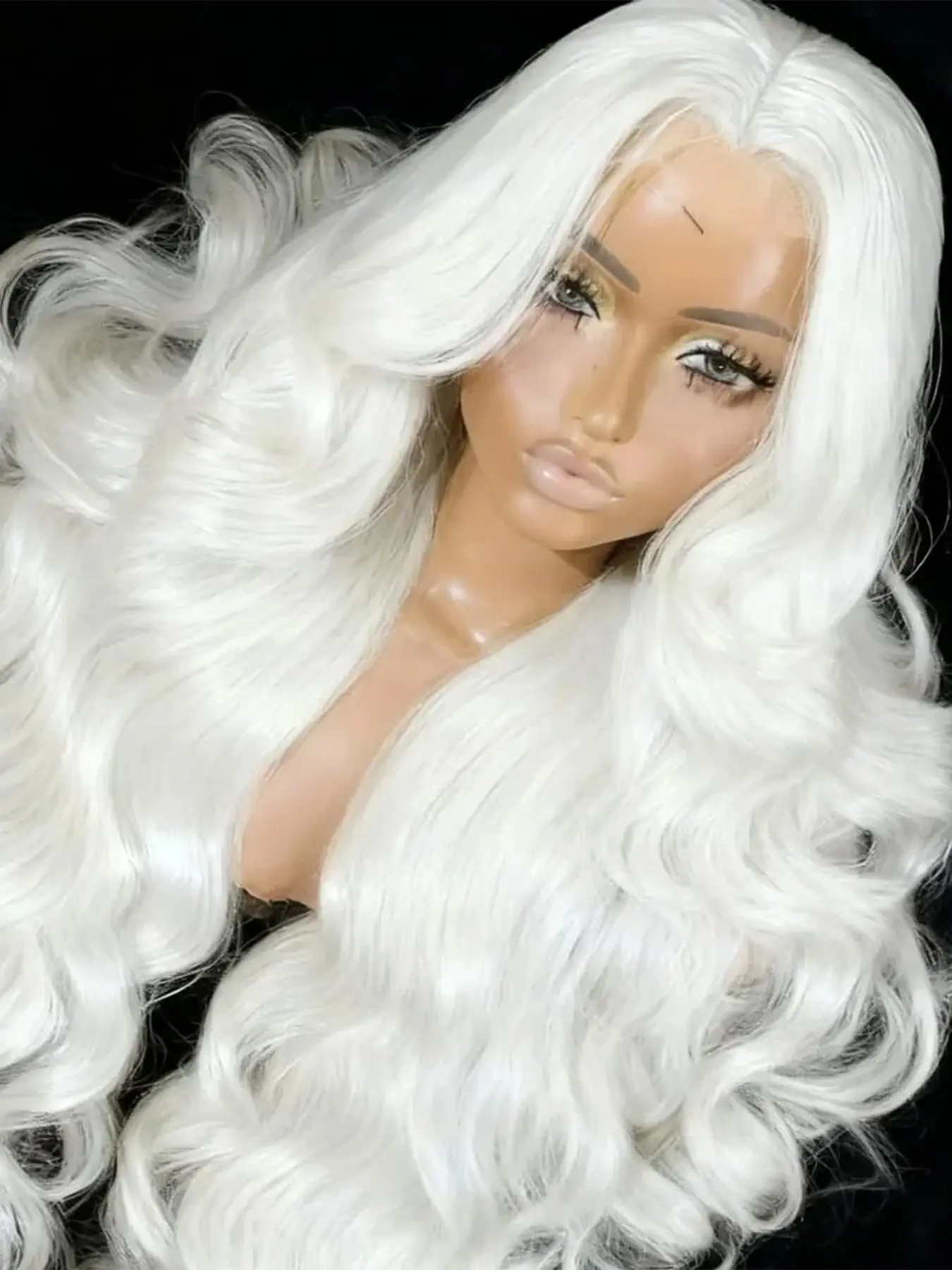 26inch White  Big Wave Lace Front Wig, Synthetic Hair, Long Loose Wave Wig for Women, Daily Wear, Cosplay Wig, Synthetic Wigs