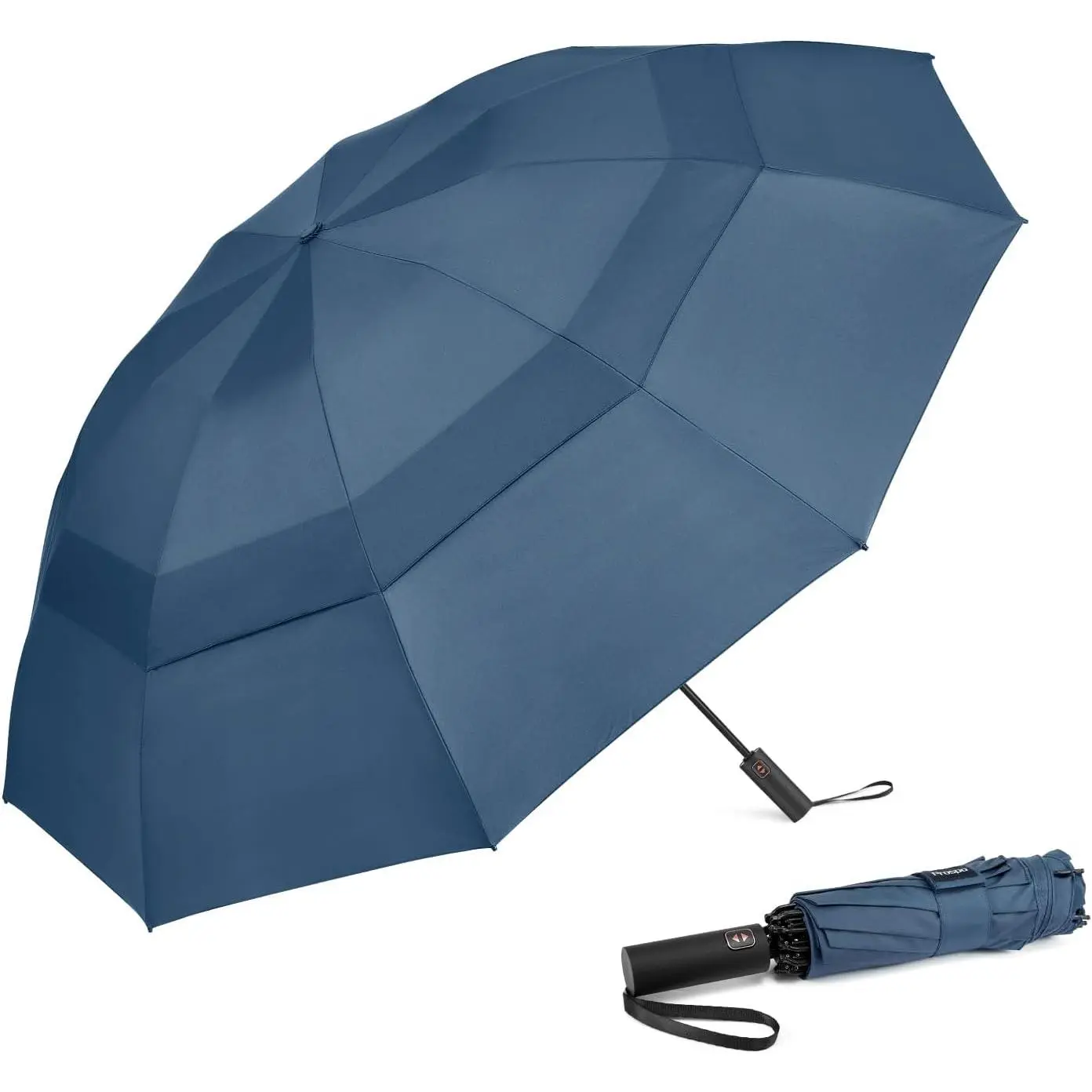 46/62 Inch Large Travel Umbrellas for Rain Windproof, 10 Ribs Compact Reverse Folding Golf Umbrella, Double Canopy Automatic Open Close | 10 Ribs Compact Reverse Folding Golf Umbrella, Double Canopy Automatic Open Close