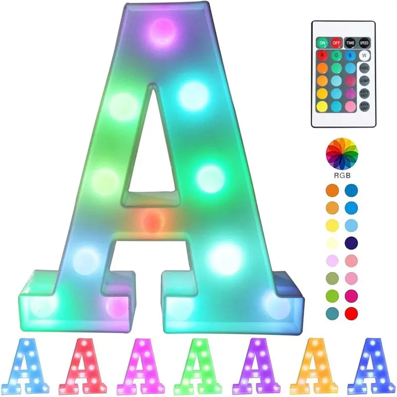 LED Marquee Letter Lights with Remote – Light Up Marquee Signs – Party Bar Letters with Lights Decorations for the Home - Multicolor
