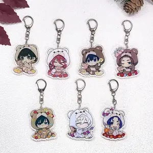 1/7Pcs Anime Figures Blue Lock Car Keychain Accessories Acrylic Cute Charms Pendant For Bag Funny Key Holder Backpack Decoration